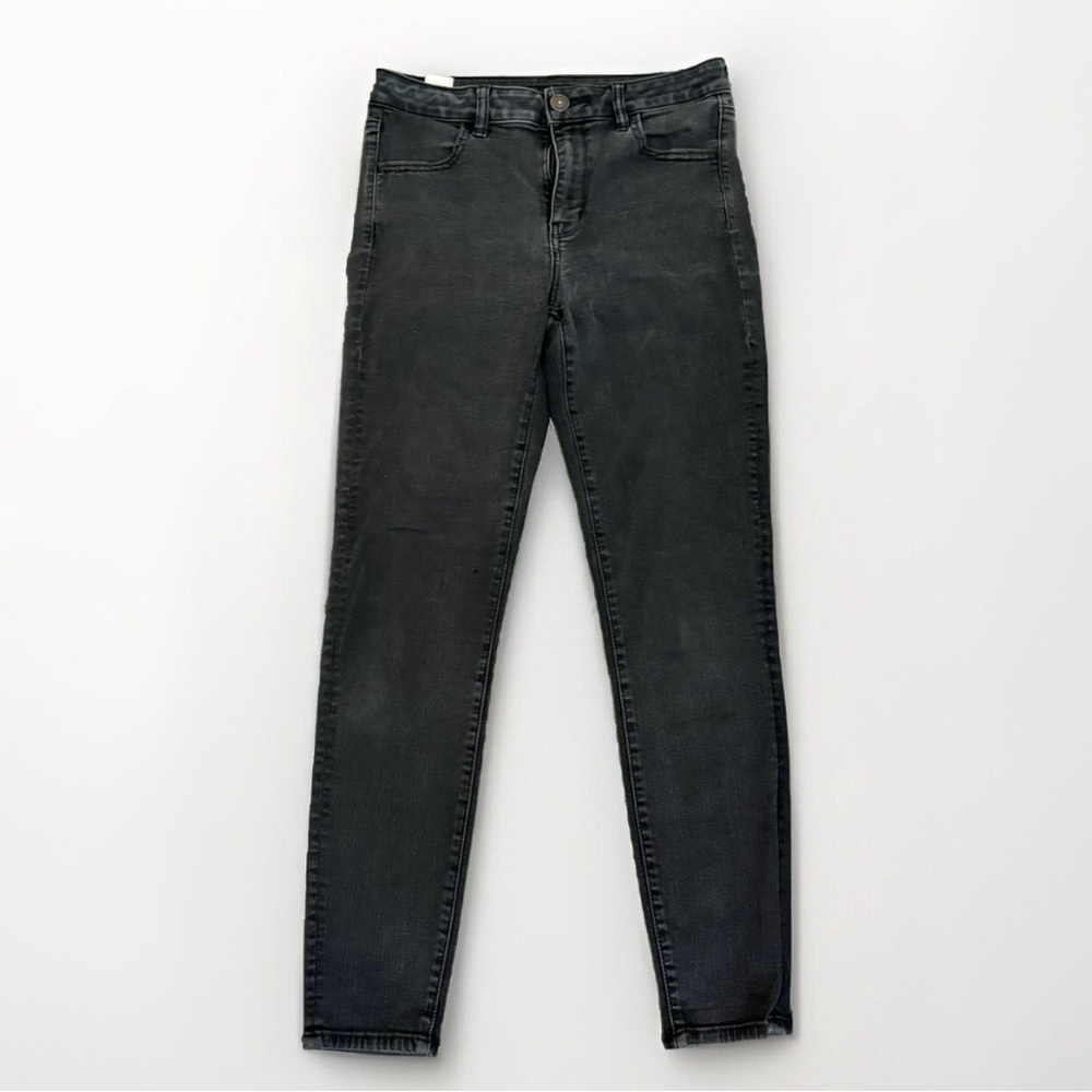 American Eagle High Rise Jeans Jeggings Size 10 Stretch Black Skinny Denim